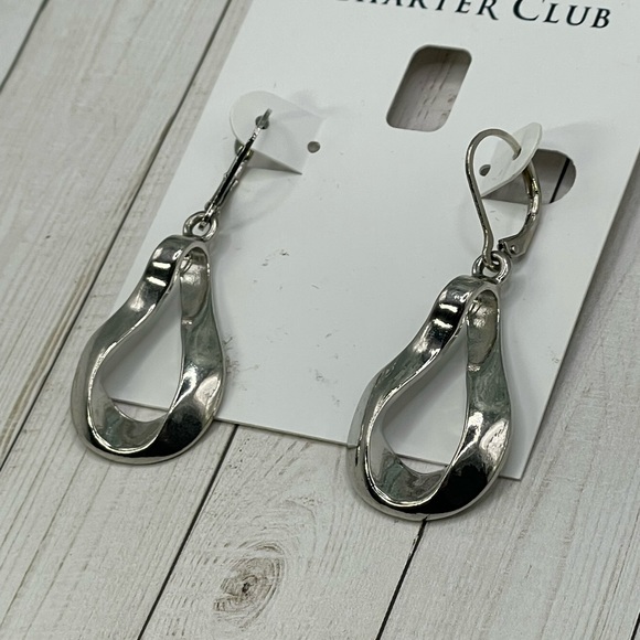 NWT Charter Club Twisty Silvertone Earrings - Picture 4 of 8